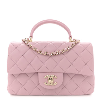 Chanel Lambskin Quilted Mini Top Handle Rectangular Flap Light Pink 1 of 11