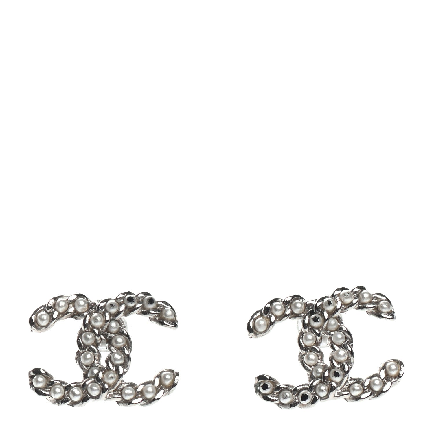 Chanel Pearl CC Earrings Silver 1 of 4