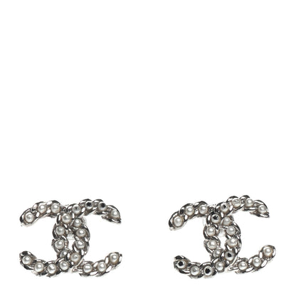 Chanel Pearl CC Earrings Silver 1 of 4
