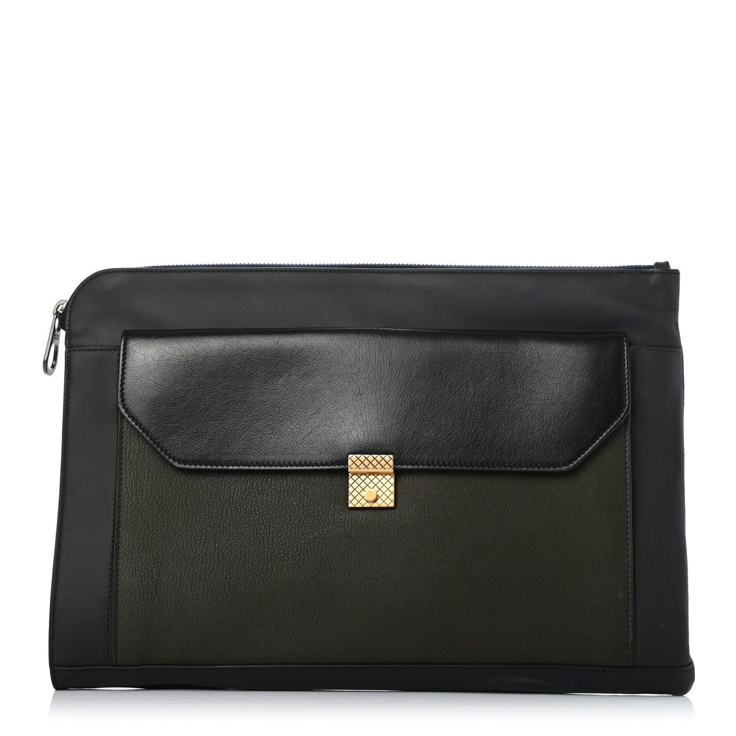 Nappa Zip Pouch Green Black