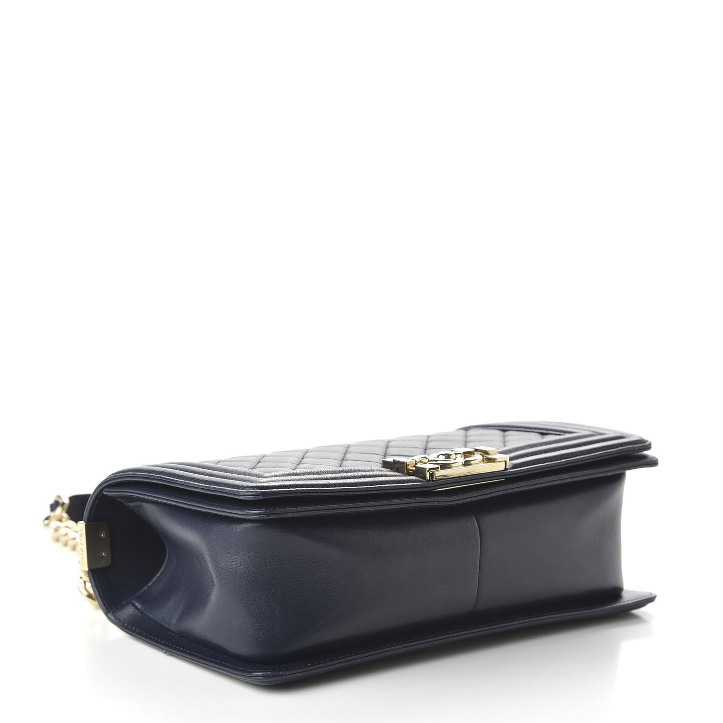 Lambskin Quilted Medium Boy Flap Dark Navy