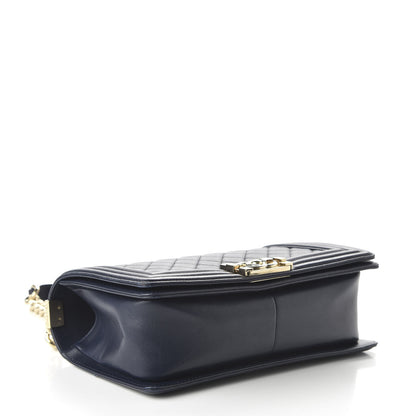 Chanel Lambskin Quilted Medium Boy Flap Dark Navy 4 of 10