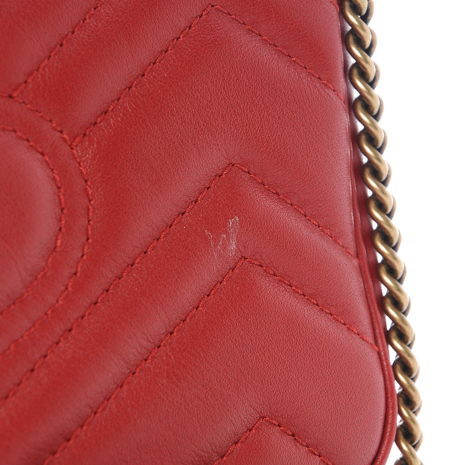 Gucci Calfskin Matelasse Super Mini GG Marmont Shoulder Bag Hibiscus Red 6 of 8