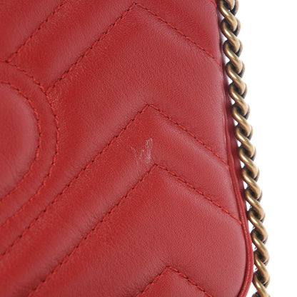 Gucci Calfskin Matelasse Super Mini GG Marmont Shoulder Bag Hibiscus Red 6 of 8