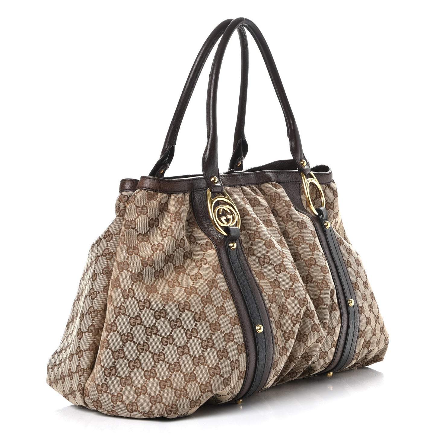 Monogram Medium Interlocking Icon Tote Dark Brown