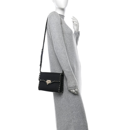 Valentino Garavani Pebbled Calfskin Medium Rockstud Flip Lock Crossbody Bag Black 2 of 10