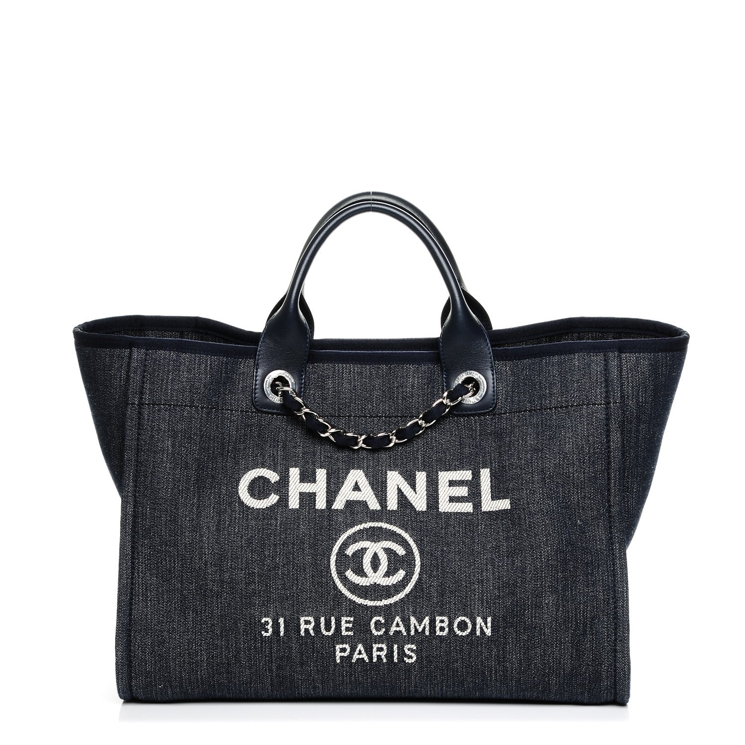 Chanel Canvas Large Deauville Tote Dark Blue 1 of 7