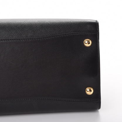 Prada Saffiano City Calfskin Medium Bibliothèque Top Handle Black White 9 of 9