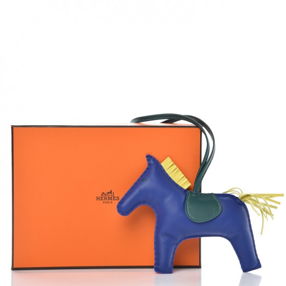 Milo Lambskin Grigri Rodeo Horse Bag Charm GM Bleu Electrique Malachite Lime