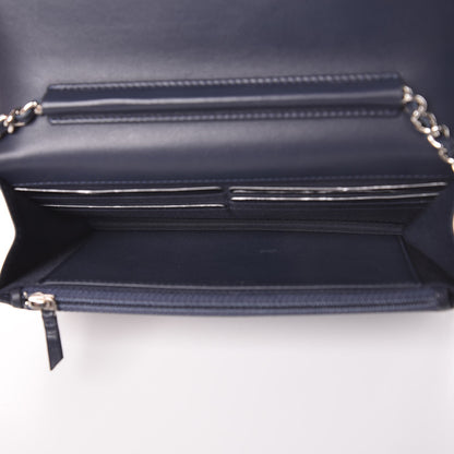 Chanel Calfskin Chevron Quilted Boy Wallet On Chain WOC Navy Blue 5 of 9