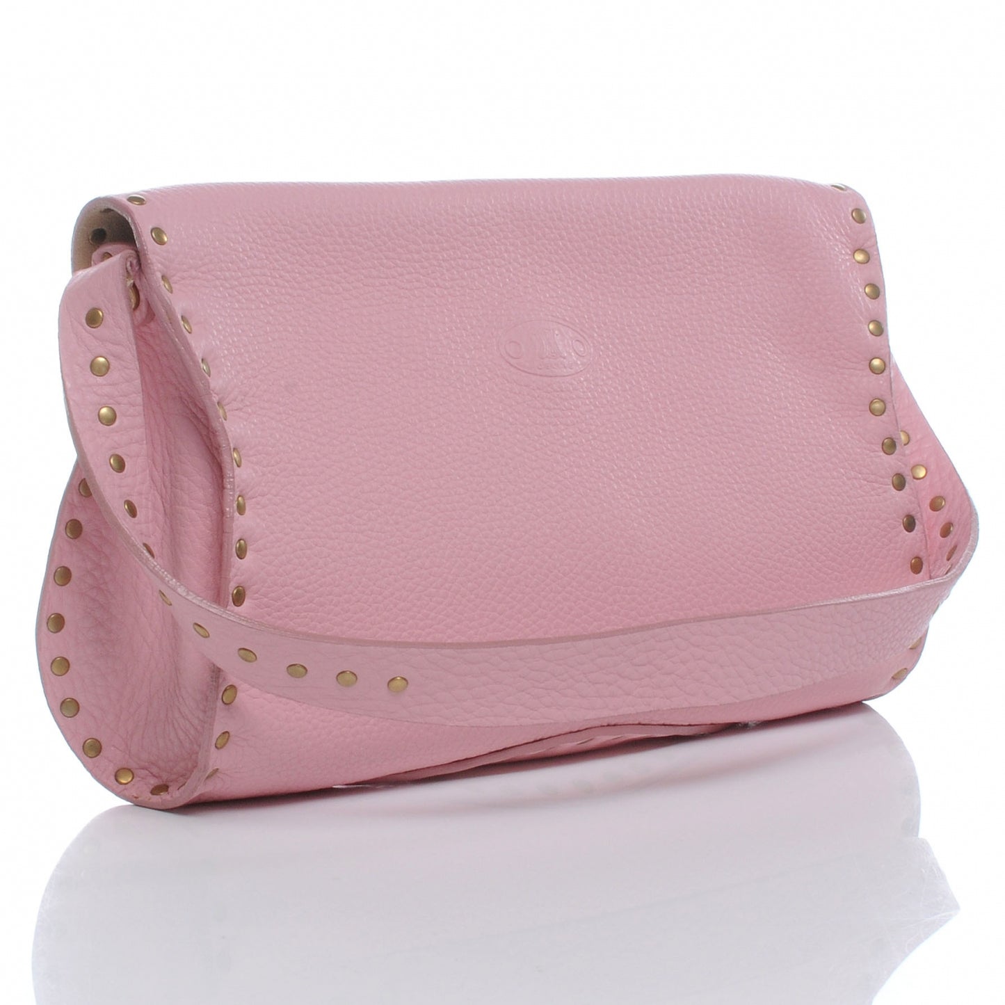 Leather Studded Shoulder Bag Pink