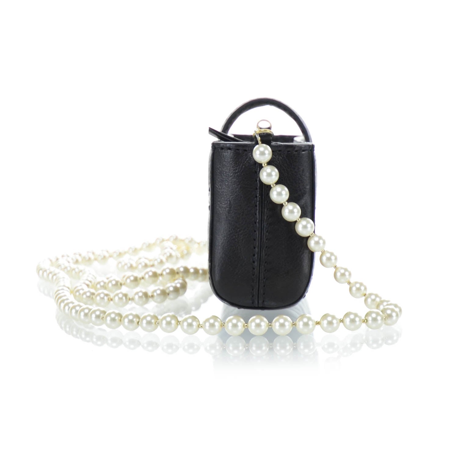 Chanel Lambskin Quilted Pearl Chain Love Symbols Mini Bag Black 4 of 13