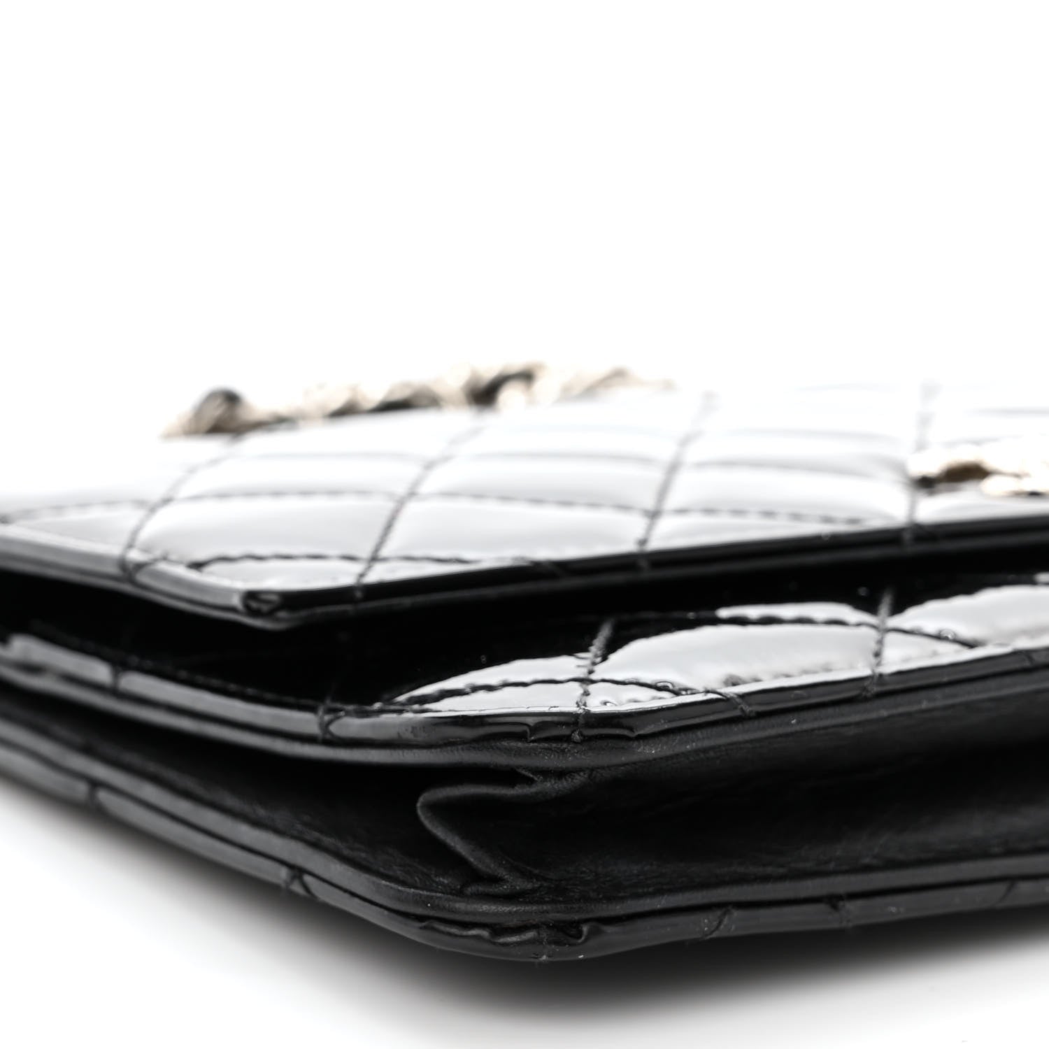 Chanel Patent Quilted Brilliant Wallet On Chain WOC Black 12 of 13