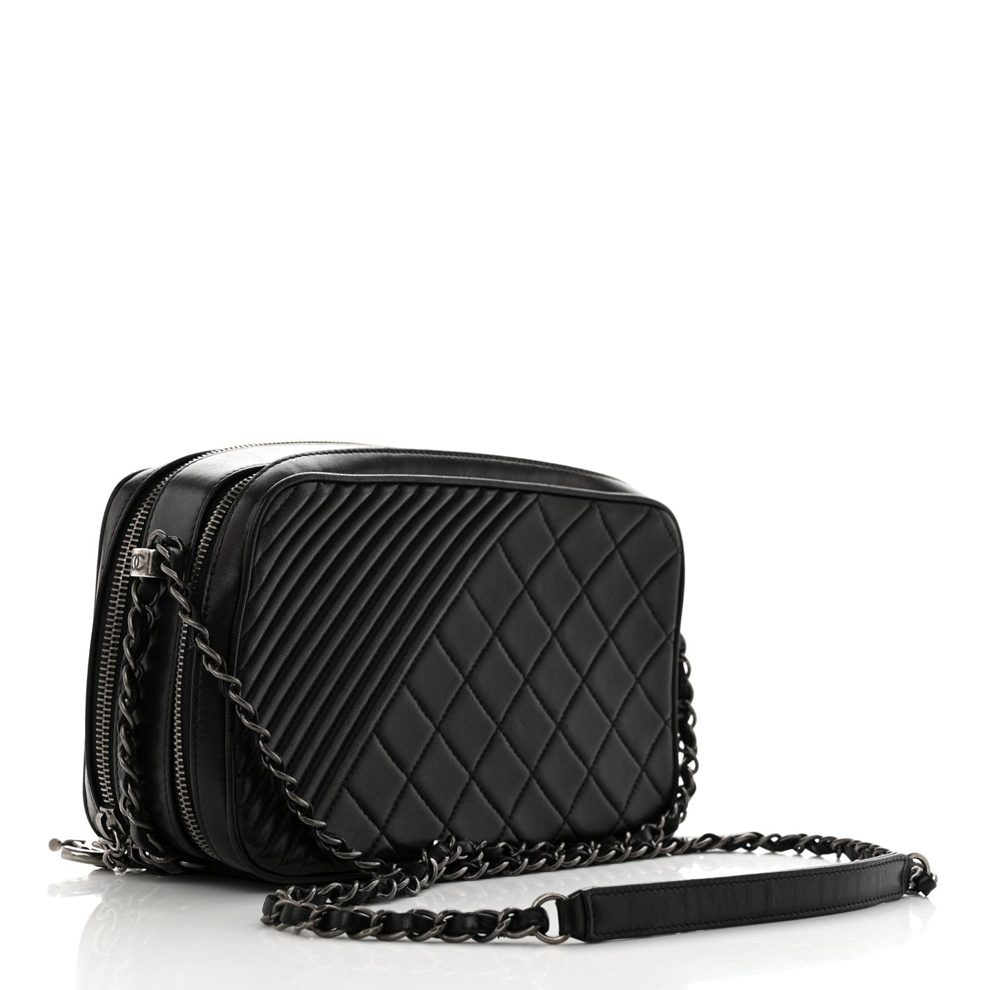 Lambskin Quilted Large Coco Boy Camera Bag Black