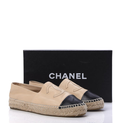 Chanel Lambskin CC Espadrilles 38 Beige Black 9 of 9