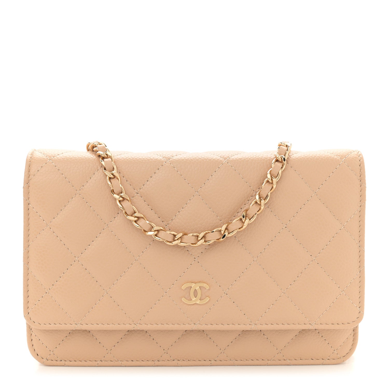 Chanel Caviar Quilted Wallet on Chain WOC Beige 1 of 10