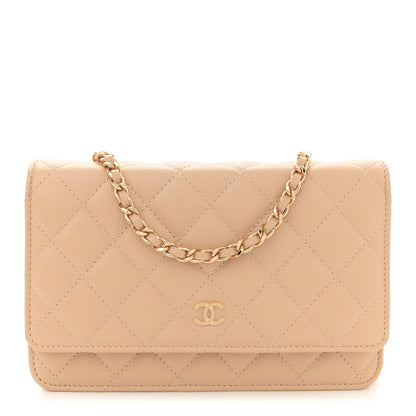 Chanel Caviar Quilted Wallet on Chain WOC Beige 1 of 10