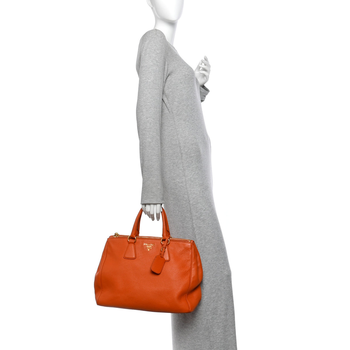 Prada Vitello Daino Tote Papaya 2 of 12
