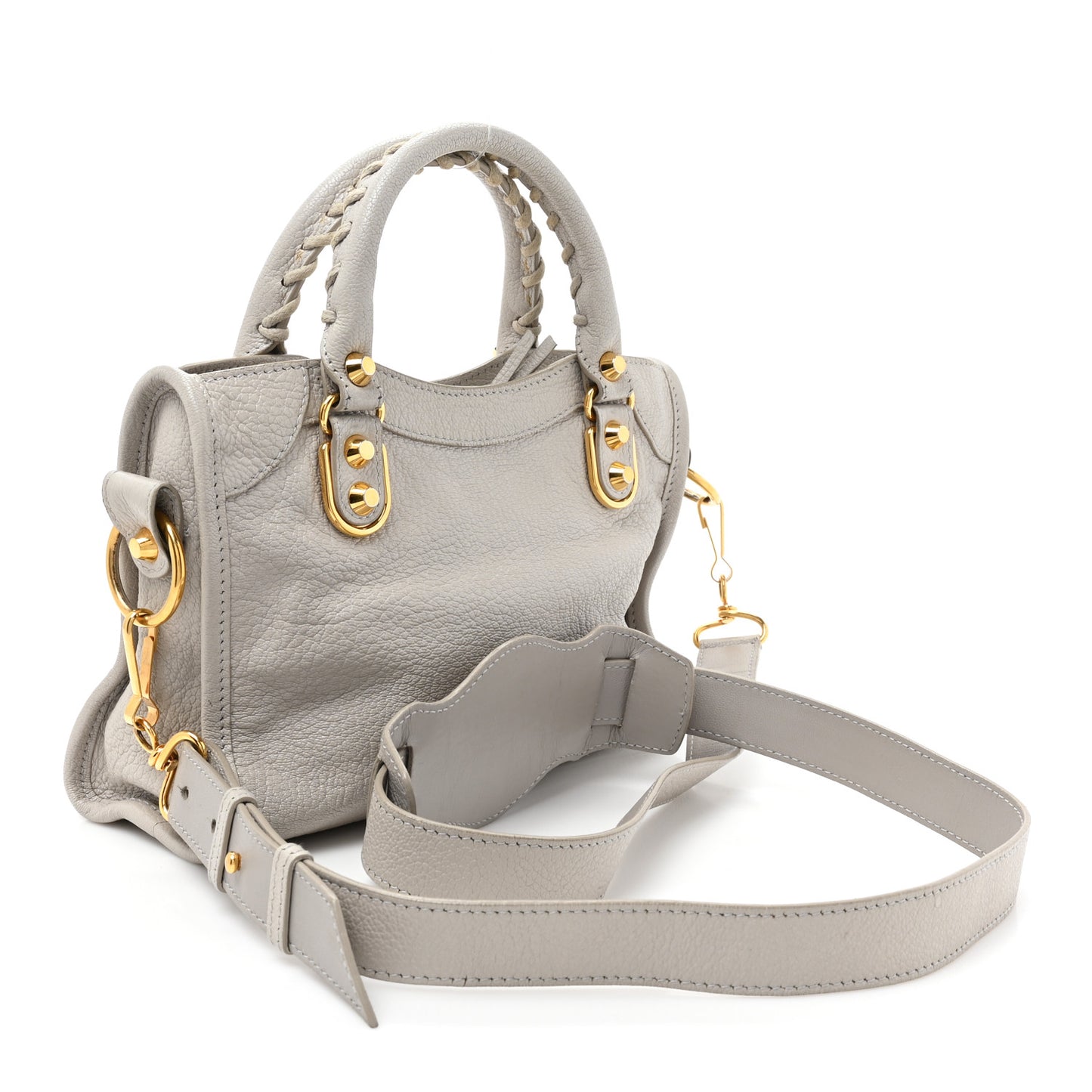 Chevre Gold Metallic Edge Hardware Mini City Gris Perle
