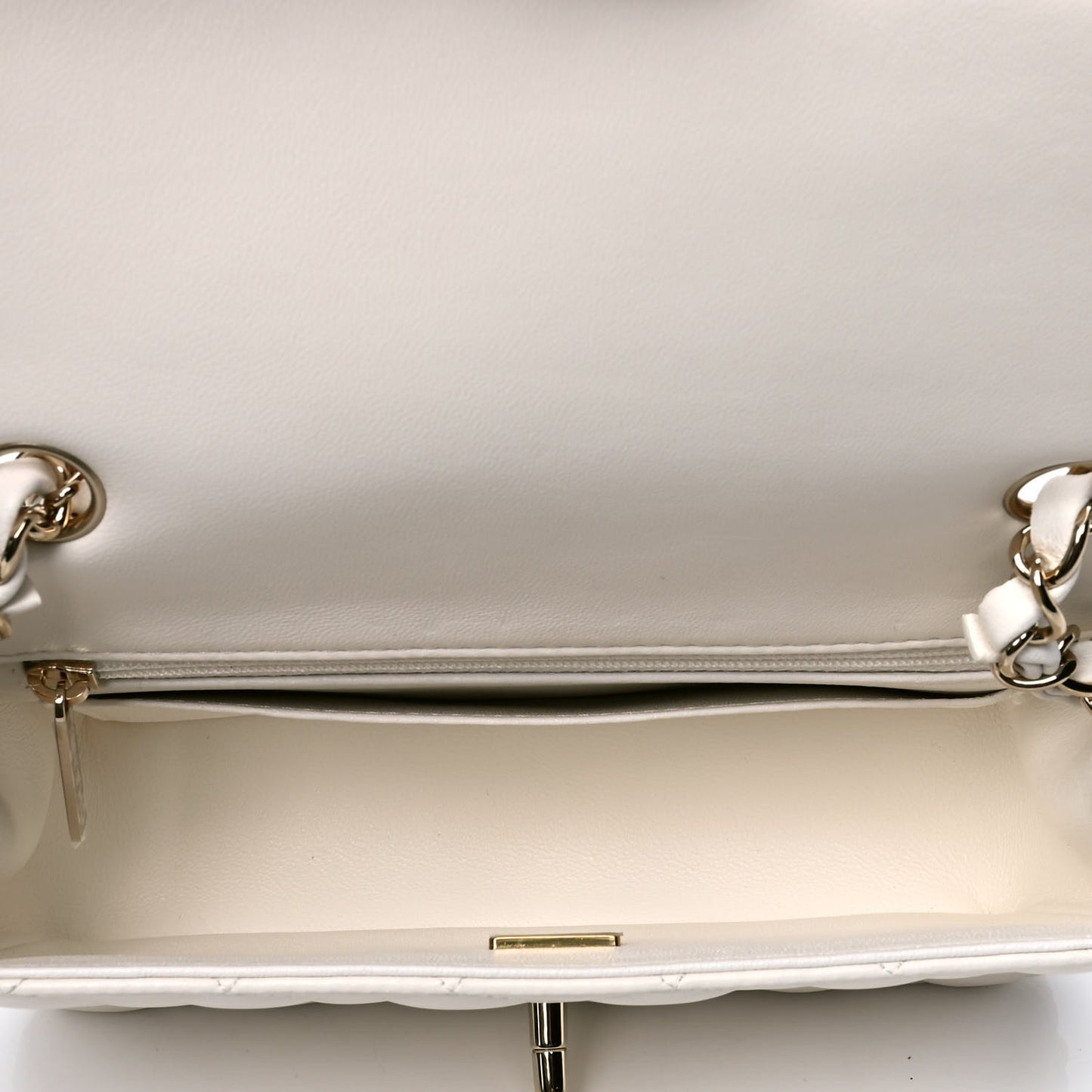 Lambskin Quilted Mini Rectangular Flap White