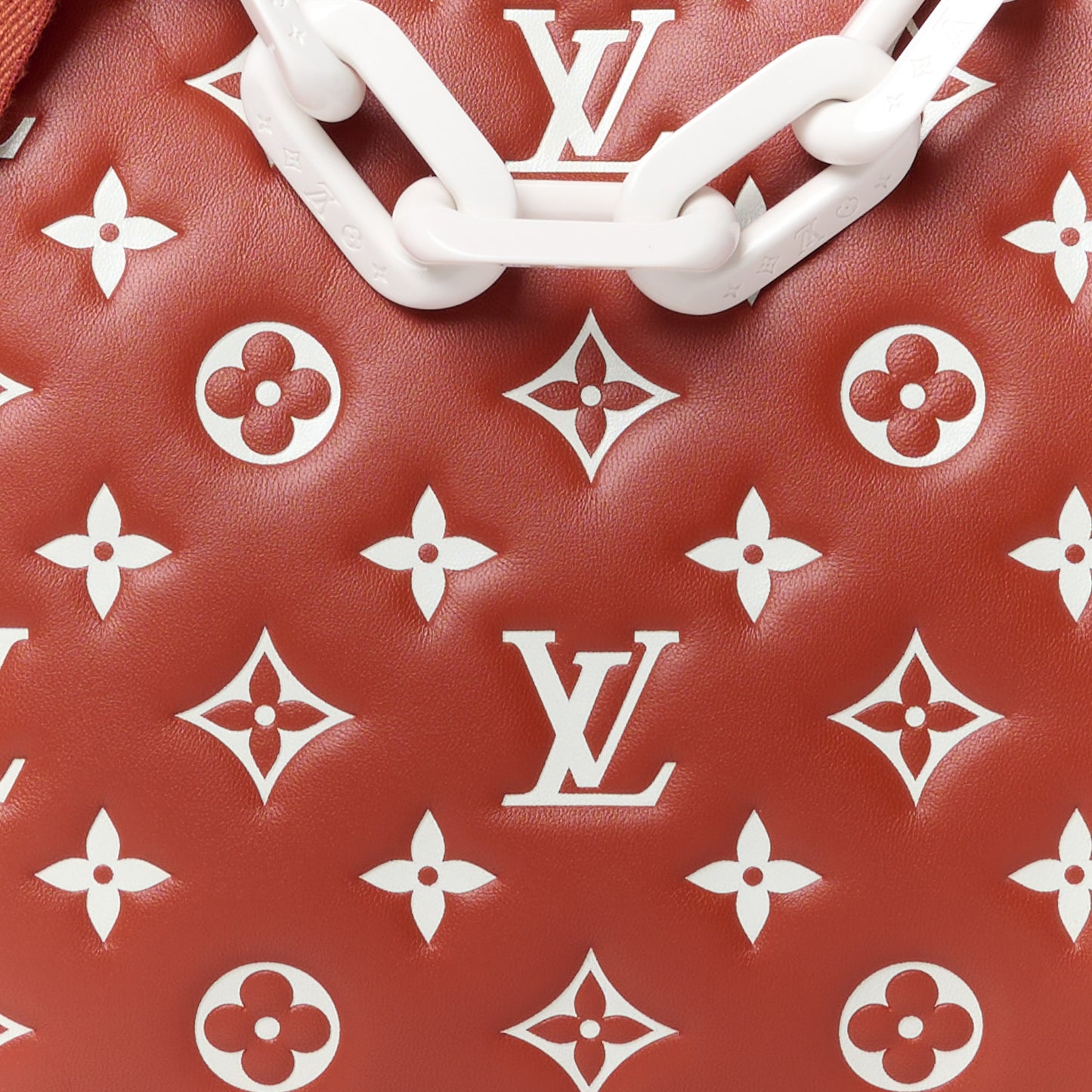 Lambskin Embossed Monogram Coussin PM Terracotta Brown