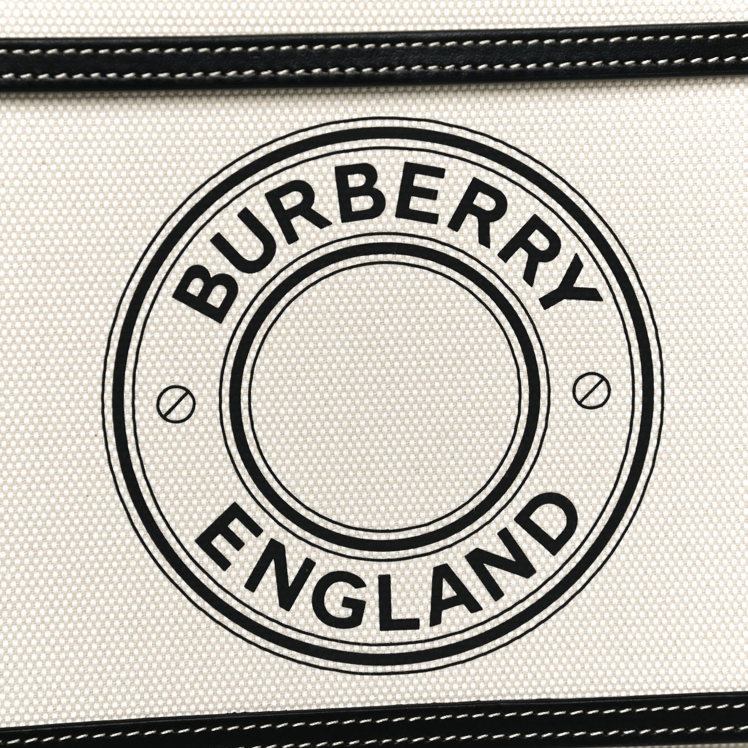 Burberry Canvas Smooth Calfskin Two Tone Medium Pocket Bag Natural Black 7 of 10