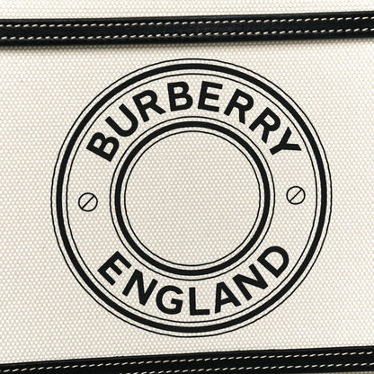 Burberry Canvas Smooth Calfskin Two Tone Medium Pocket Bag Natural Black 7 of 10