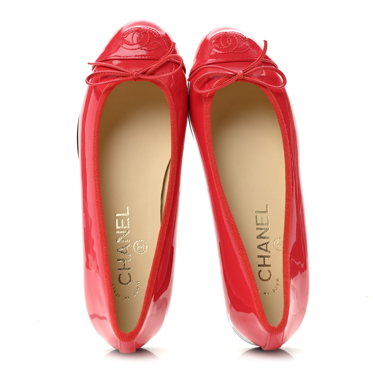 Chanel Patent Calfskin CC Cap Toe Ballerina Flats 36 Coral 2 of 10