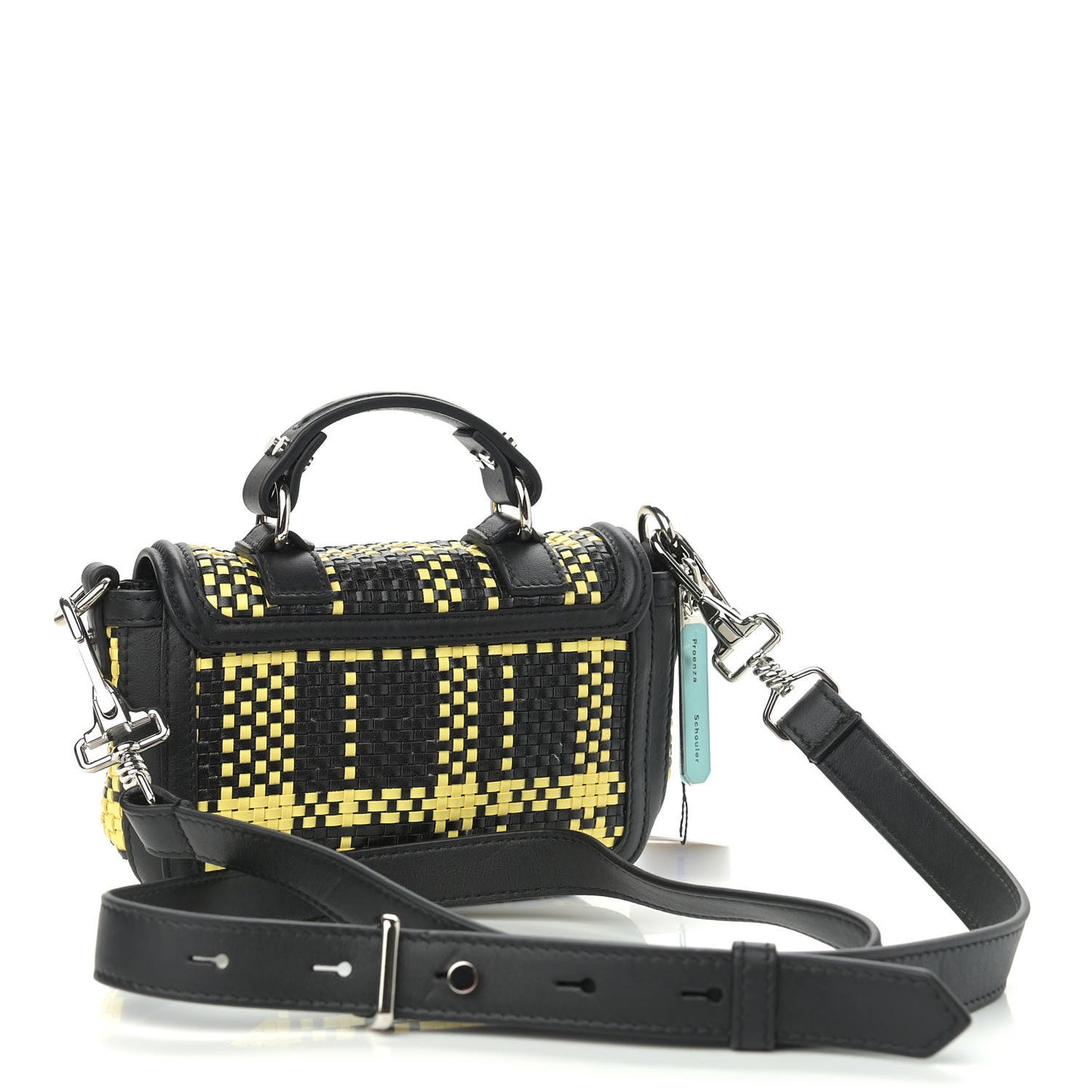 Lambskin Woven Plaid Micro PS1 Satchel Black Butter Toast