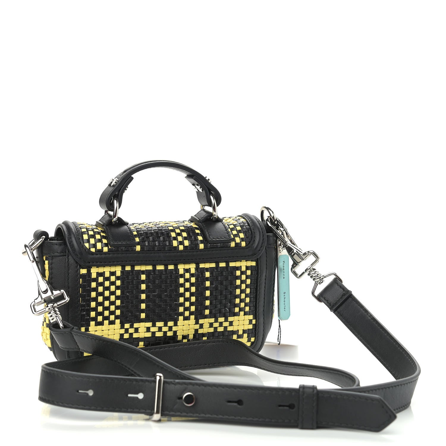Proenza Schouler Lambskin Woven Plaid Micro PS1 Satchel Black Butter Toast 3 of 10