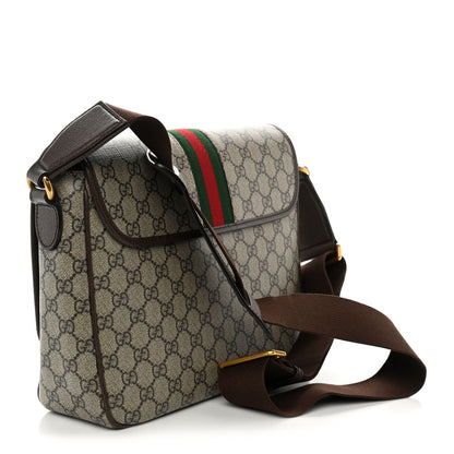 Gucci Tender GG Supreme Monogram Textured Dollar Calfskin Ophidia Messenger Bag Beige Ebony Dark Brown 3 of 10