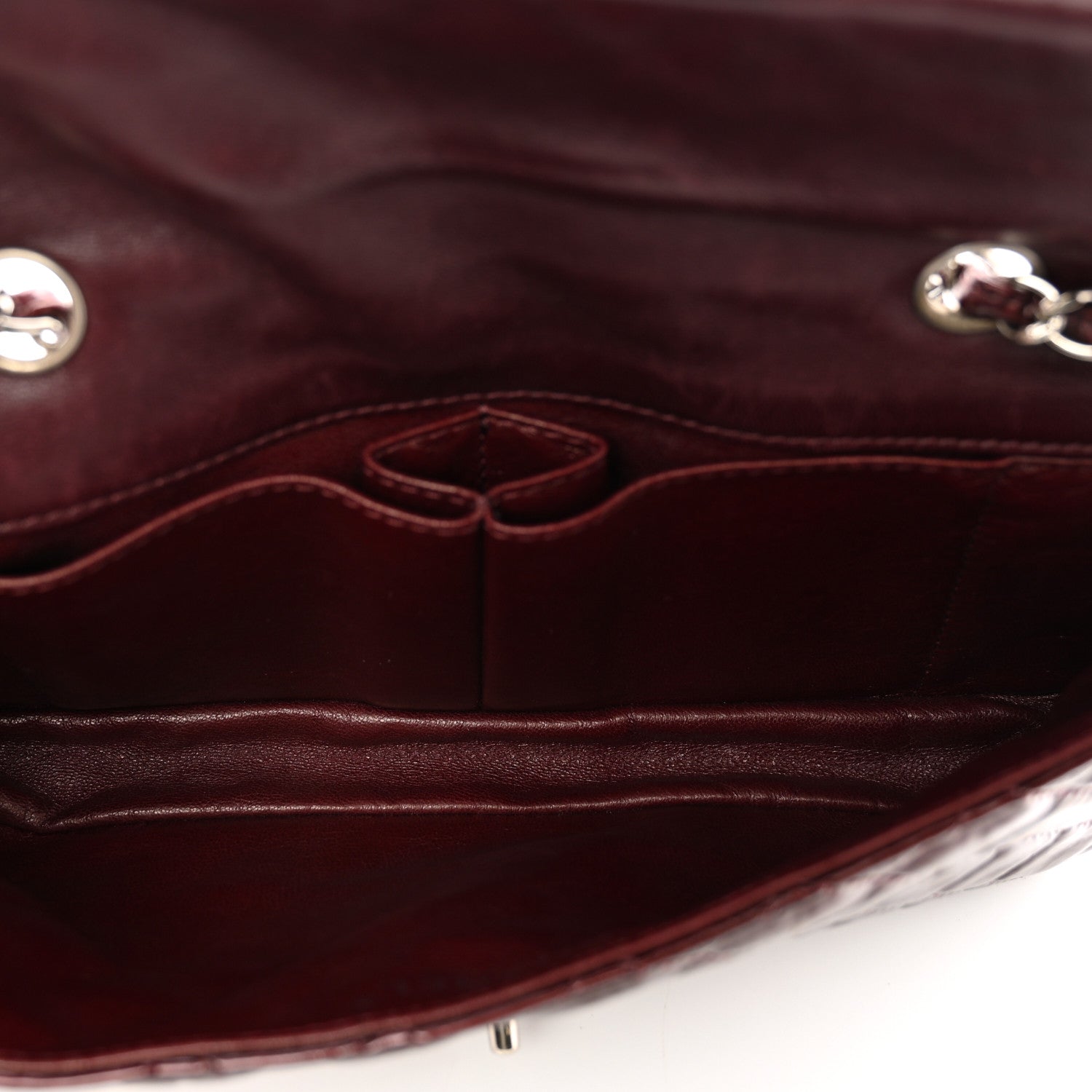 Chanel Crinkled Patent Quilted East West Flap Burgundy 1407459