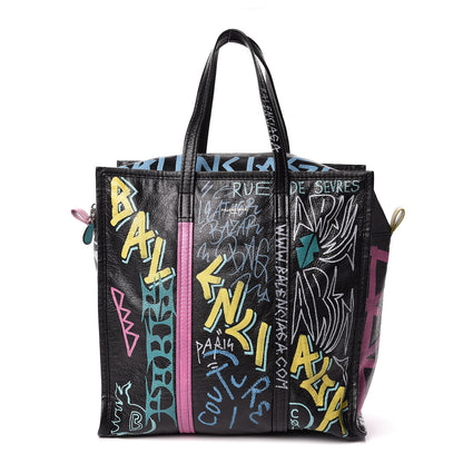 Balenciaga Agneau Arena Graffiti All Over Medium Bazar Shopper Tote Black Multicolor 1 of 9
