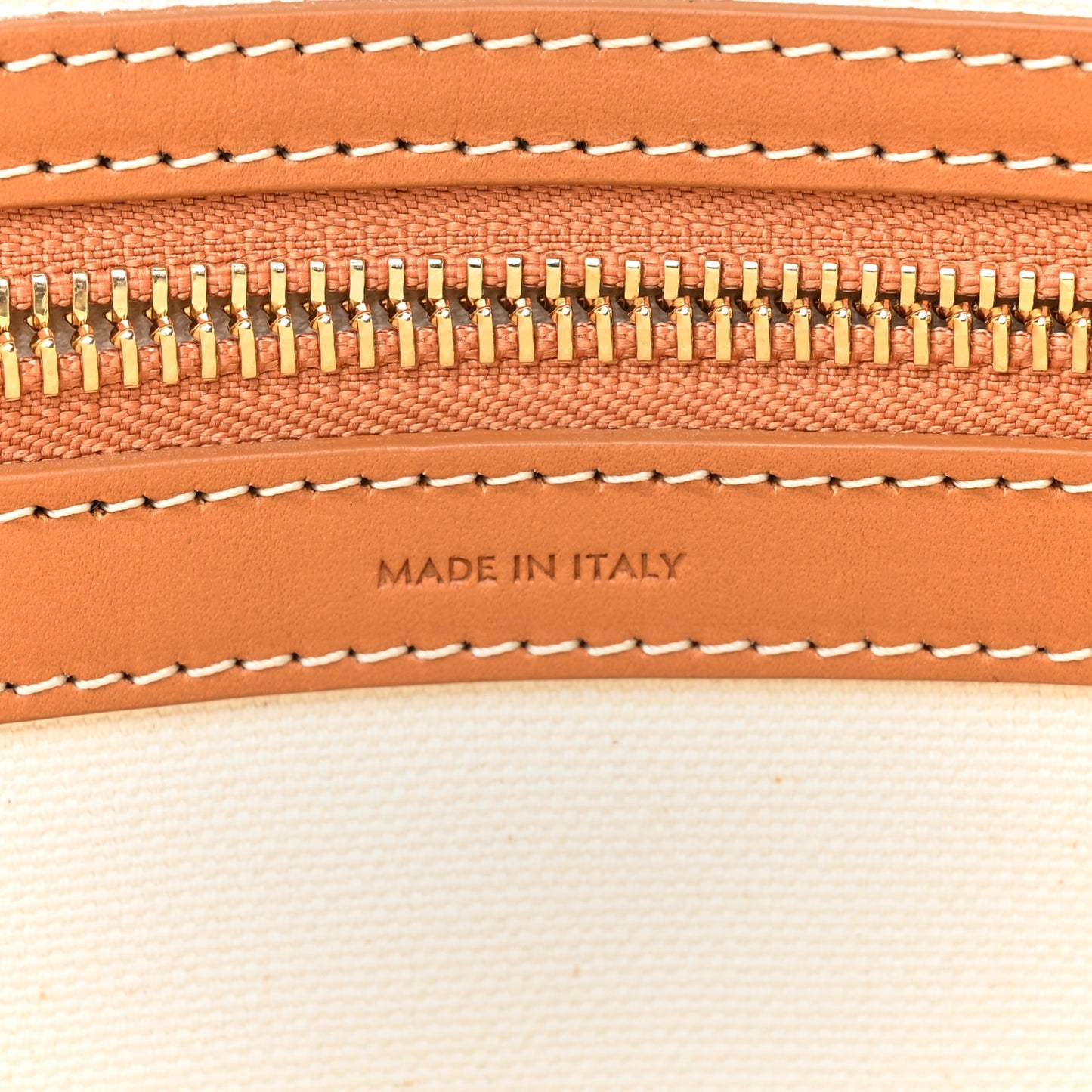 Canvas Calfskin Logo Print Horizontal Cabas Natural Tan
