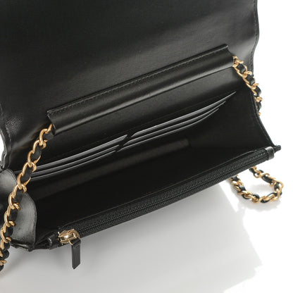 Chanel Velvet Quilted Wallet On Chain WOC Black 5 of 8