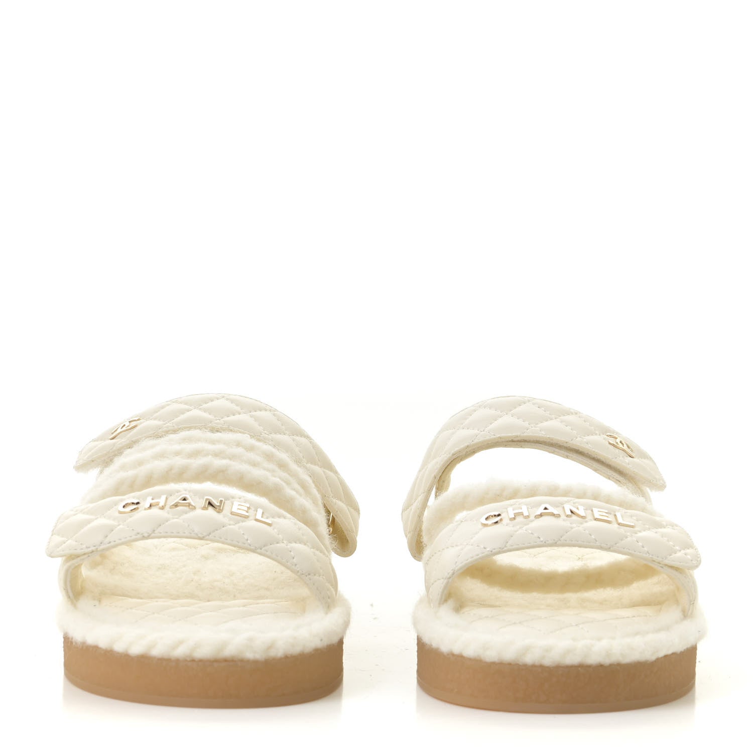 Chanel Cord Lambskin Quilted Logo Mules 42 Ivory 4 of 10