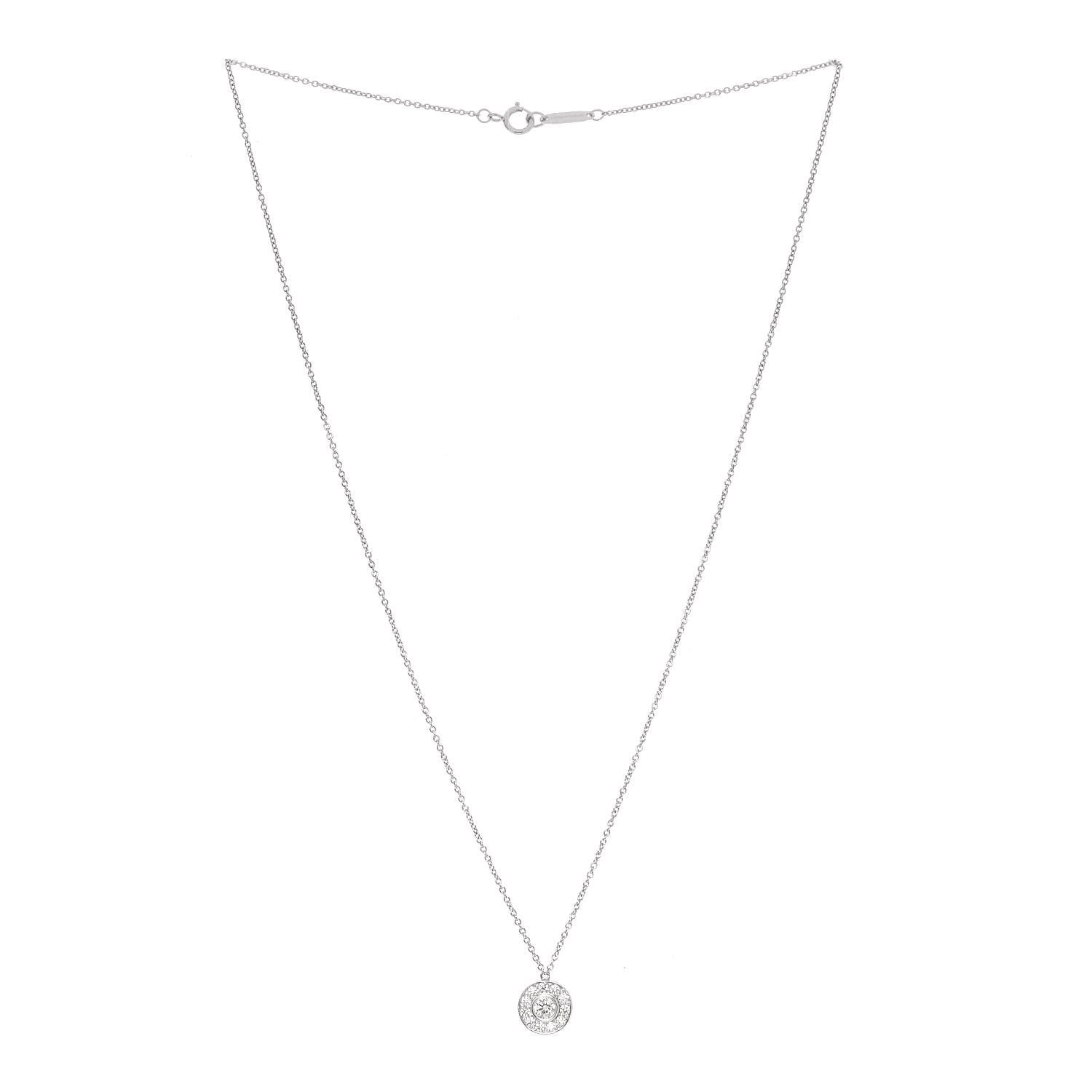 Tiffany Platinum Diamond .33ctw Circlet Pendant Necklace 3 of 5