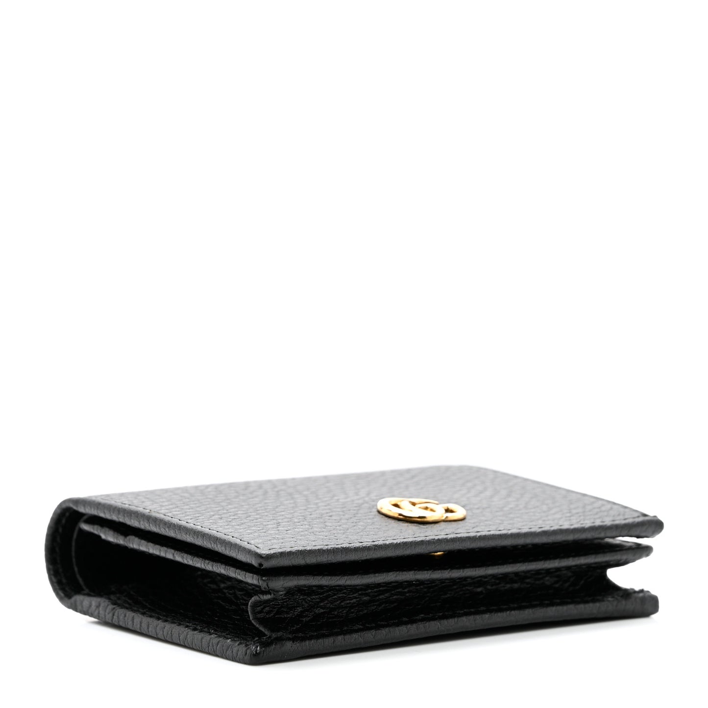 Pebbled Calfskin GG Marmont Card Case Black