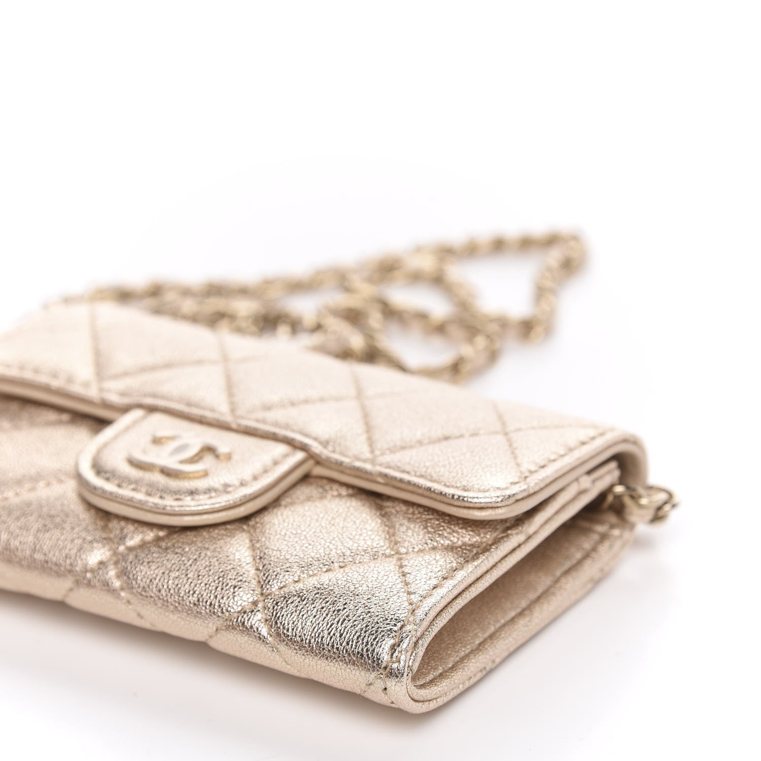 Chanel Metallic Lambskin Quilted Flap Chain Waist Bag Gold 10 of 11
