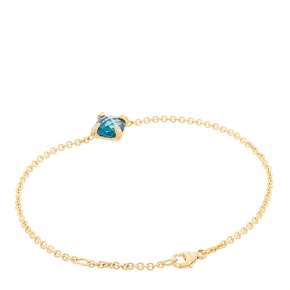 David Yurman 18K Yellow Gold Hampton Blue Topaz Diamond 8mm Chatelaine Chain Bracelet 2 of 5