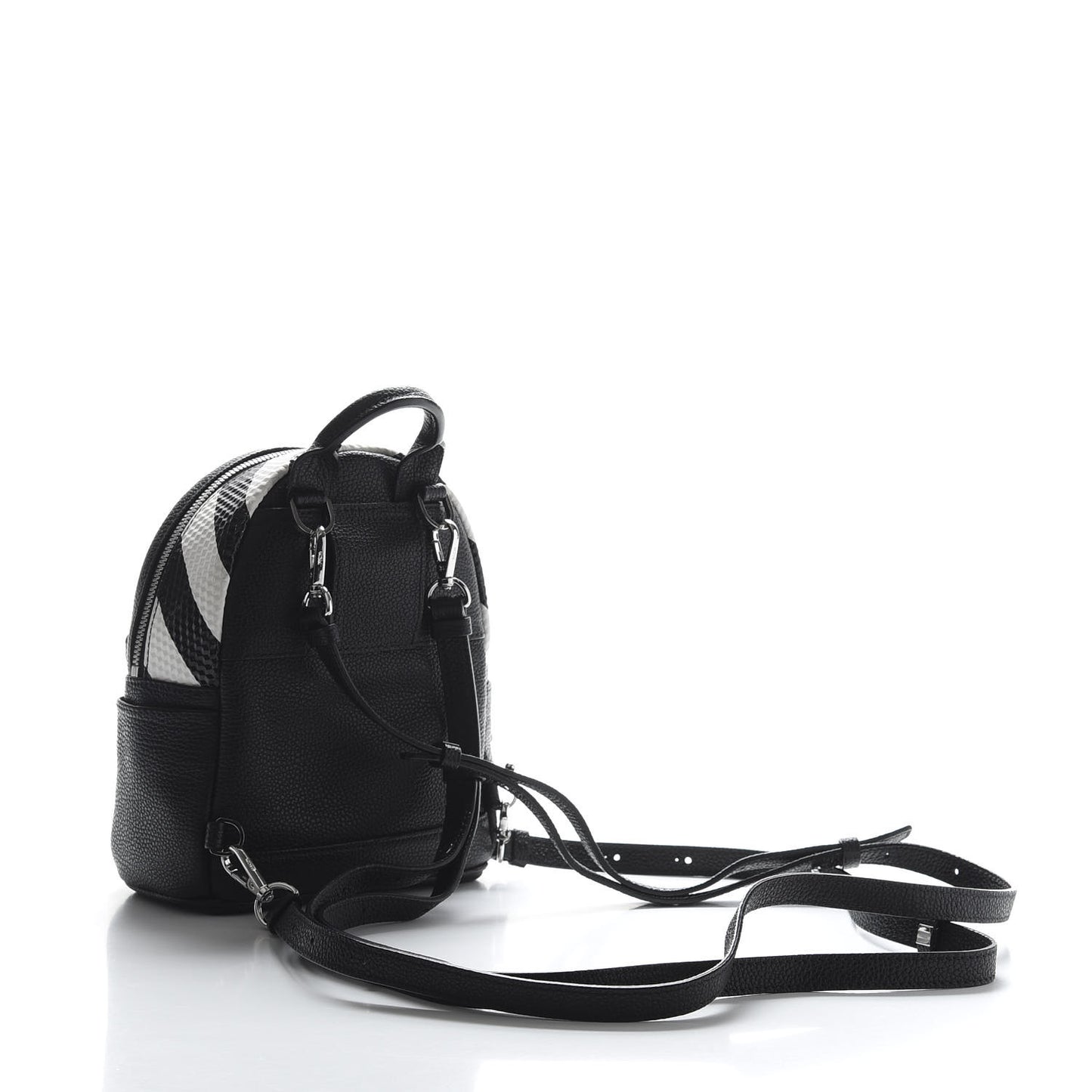 Calfskin Striped X-Mini Roboter Mixed-Media Backpack Black White Multicolor