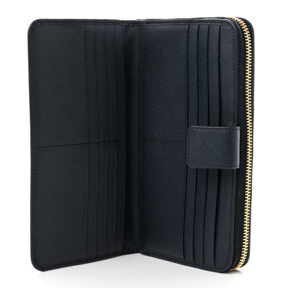 Prada Saffiano Metal Zip Around Wallet Baltico 6 of 8