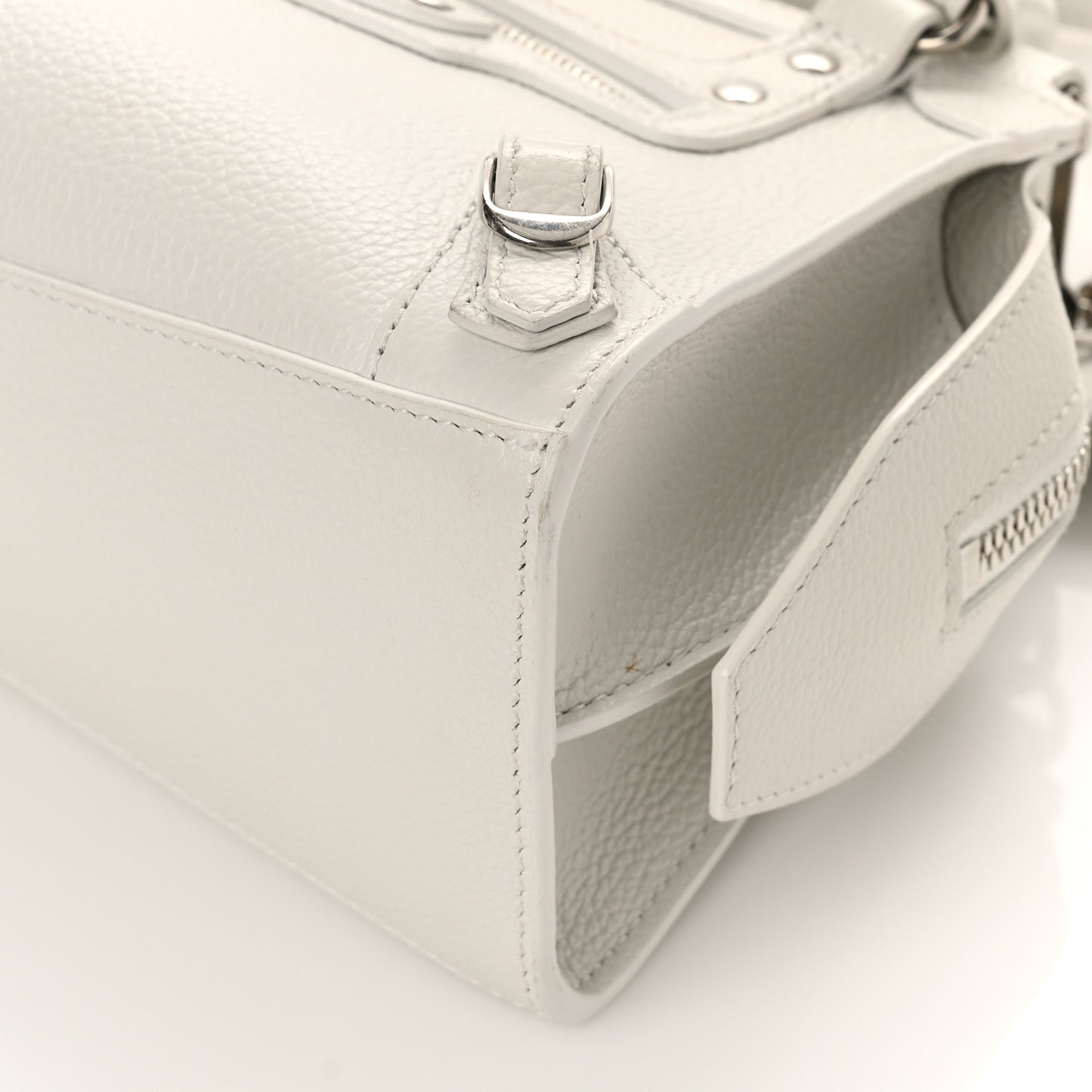 Grained Calfskin Neo Classic Silver Hardware Mini City White