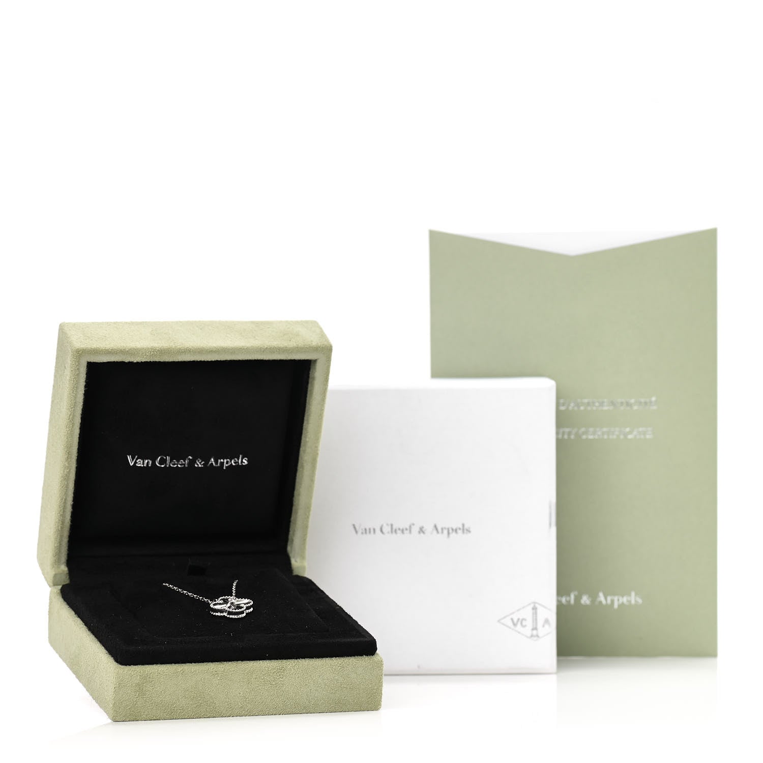 Van Cleef & Arpels 18K White Gold Diamond Guilloche Vintage Alhambra Pendant Necklace 7 of 7