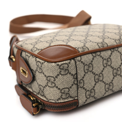 Gucci GG Supreme Monogram Textured Calfskin Emblem Mini Crossbody Beige Dark Brown 10 of 11