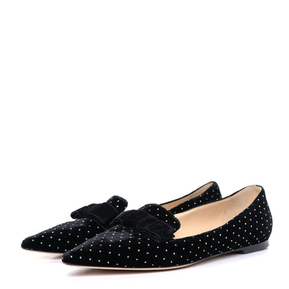 Jimmy Choo Velvet Ministud Gala Bow Flats 39 Black 3 of 11