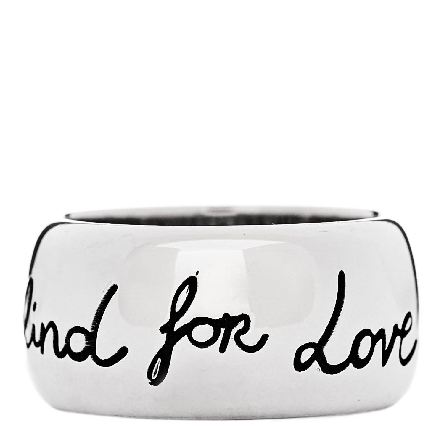 Gucci Sterling Silver Wide Blind for Love Band Ring 47 4 1 of 5