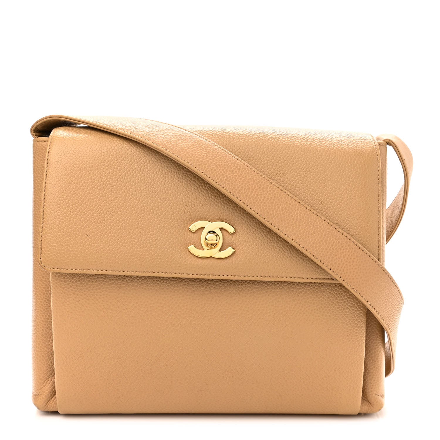 Chanel Caviar Flap Shoulder Bag Beige 1 of 14