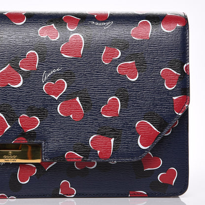 Gucci Textured Calfskin Heartbeat Print Clutch Blue 9 of 9