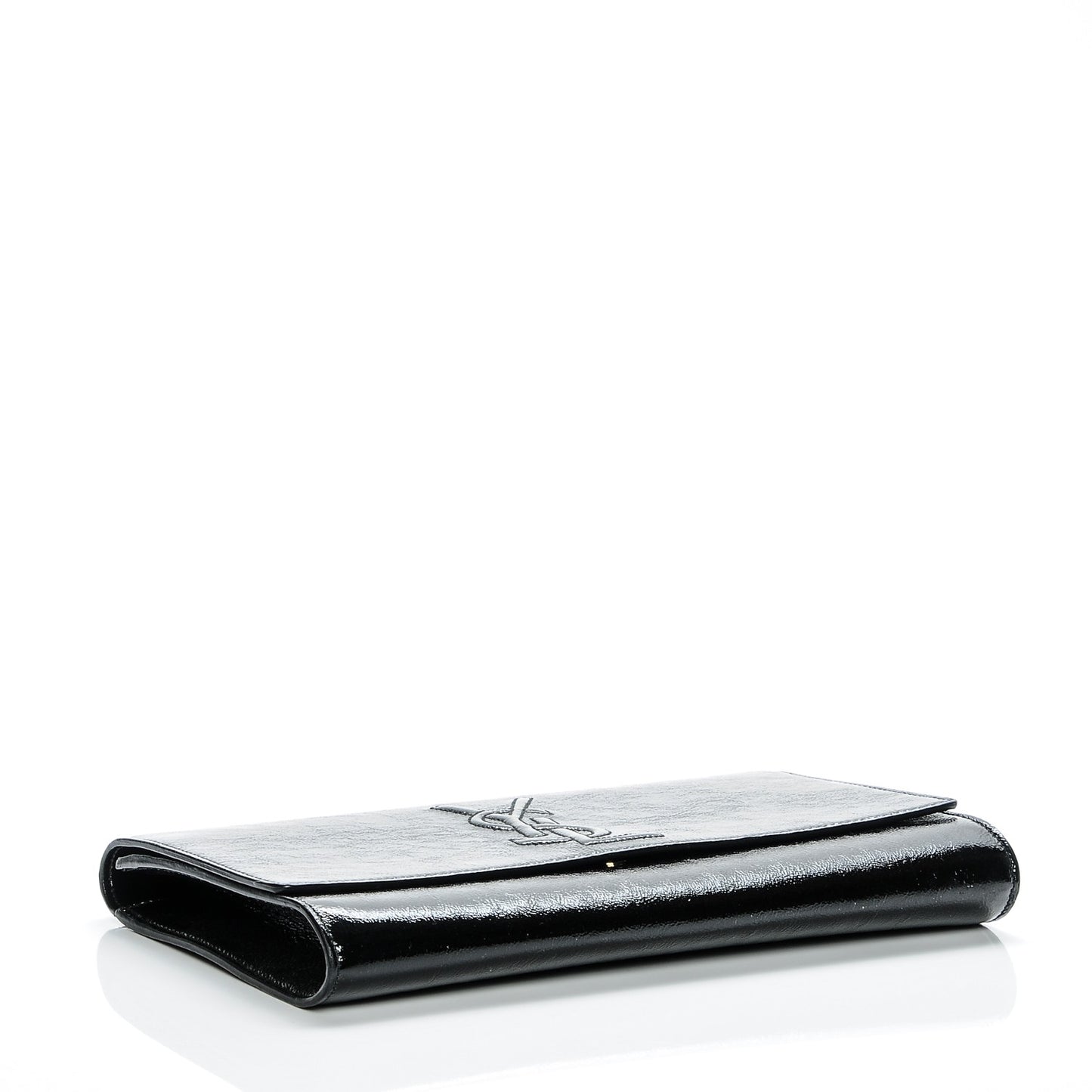 Textured Patent Monogram Large Belle De Jour Clutch Black